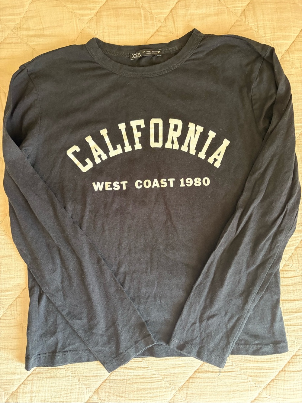 Zara Black Long-Sleeve 'California West Coast 1980' Tee Small